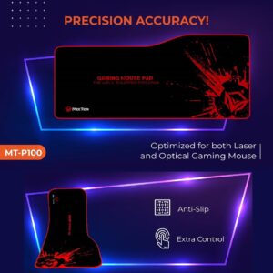 MEETION P100 XL Large Gaming Keyboard Mouse Pad Black, Optimized for Optical & Laser Mice, Precision Accuracy, Fat Rubber & Anti-slip Base, Awesome Design, Unique Shape, 790*345*5m