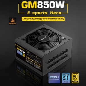 SEGOTEP GM850W 850W Power Supply PCIe 5.0 & ATX 3.1 Gaming PSU 80 Plus Gold Full Modular Support NVIDIA RTX 20/30/40 Series & AMD GPU, 120mm Silent FDB Fan | BLACK GM850W-ATX-3.1